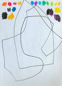 a drawing of a square with colored pencils on it