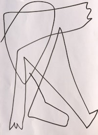 a black and white drawing of a man and a woman