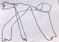 a drawing of a man with a hat on his head