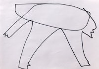 a drawing of a man with a hat on his head