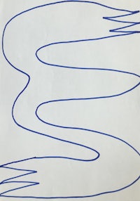 a drawing of a swan with blue lines