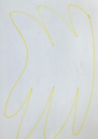 a drawing of a yellow leaf on a white sheet of paper